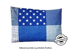 Náhradní povlak na polštářek 30x20cm modrý patchwork