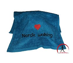 Cestovní froté ručník Nordic walking modrý