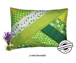 Nahřívací pohankovo / špaldový polštářek s vůní levandule patchwork zelený