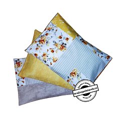 Sada 3ks polštářků - pohankový, špaldový, třešňový žlutý patchwork