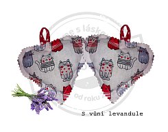 Dekorační levandulový polštářek srdíčko kočky