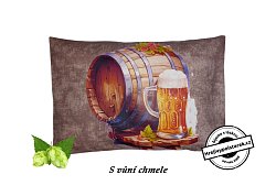Nahřívací pohankovo / špaldový polštářek s vůní chmele sud piva hnědý