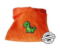 Dětský froté ručník 50x30cm s výšivkou oranžový / dino