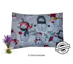Nahřívací pohankovo / špaldový polštářek s vůní levandule Sněhuláci