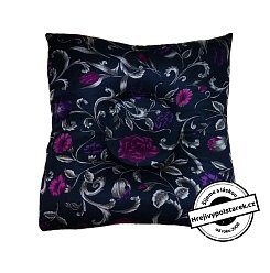 Poporodní / rektální polštář s důlkem černý s kytkami