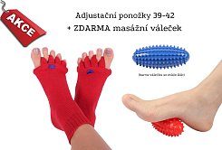 Adjustační ponožky RED 39-42 + masážní váleček