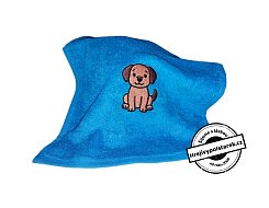 Dětský froté ručník 50x30cm s výšivkou modrý / pes