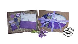 Dárková sada levandulová - polštářek + pytlíček + svíčky + bath bomb