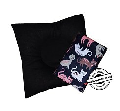 Poporodní / rektální polštář s povlakem kočičky na černé