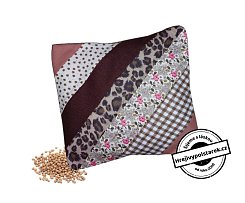 Nahřívací třešňový polštářek s povlakem patchwork hnědý