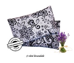 Sada 2ks nahřívacích polštářků s levandulí - černo bílá krajka