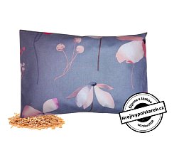 Nahřívací polštářek pšenice 30x20cm kytky na šedé