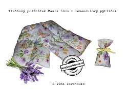 Hřejivý třešňový polštářek s levandulí Maxík + pytlíček levandule - jarní vzor