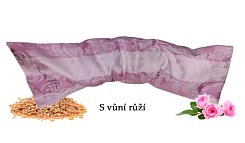 Nahřívací polštářek pšenice s růží 55x18cm růžový