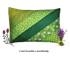 Bylinný polštářek dobrou noc - mateřídouška patchwork zelený