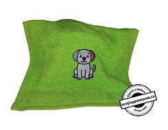 Dětský froté ručník 50x30cm s výšivkou zelený / pes