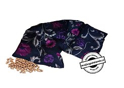 Nahřívací polštářek Maxík douhán třešňové pecky černý s kytkami