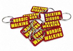 Přívěsek na klíče - klíčenka Nordic Walking vínová / žlutá