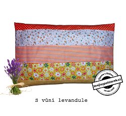 Nahřívací pohankovo / špaldový polštářek s vůní levandule patchwork žluto oranžový