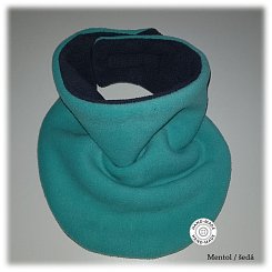 Zimní šátek fleece duo - mentol / šedá