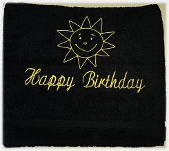 Černý froté ručník s výšivkou obrázku a jména