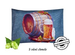 Nahřívací pohankovo / špaldový polštářek s vůní chmele sud piva modrý