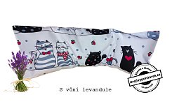 Nahřívací pohankovo / špaldový polštářek 50x18cm s levandulí velké kočky