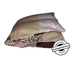 Velký nahřívací relaxační polštář 80x20cm patchwork hnědý