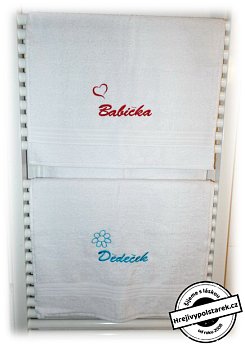 Sada 2ks vyšívaných ručníků Babička + Dědeček