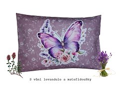 Bylinný polštářek dobrou noc - mateřídouška a levandule fialový motýl