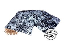 Nahřívací polštářek Maxík douhán třešňové pecky krajka černo bílá