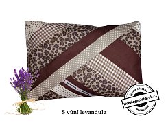 Nahřívací pohankovo / špaldový polštářek s vůní levandule patchwork hnědý