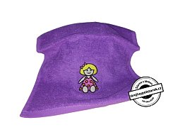 Dětský froté ručník 50x30cm s výšivkou fialový / panenka