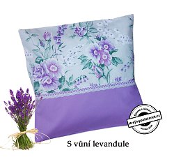 Pohankovo / špaldový polštář 30x30cm s levandulí fialové kytky