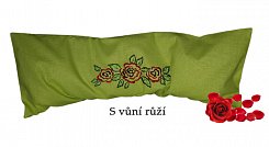 Vyšívaný pohankovo / špaldový polštářek 50x18cm s vůní růží