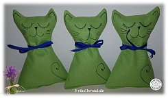 Pohankový polštářek kočička s levandulí zelená