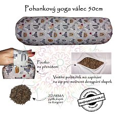 Relaxační pohankový válec bolster 50cm lišky šedé