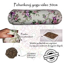 Relaxační pohankový válec bolster 50cm kytky fialové